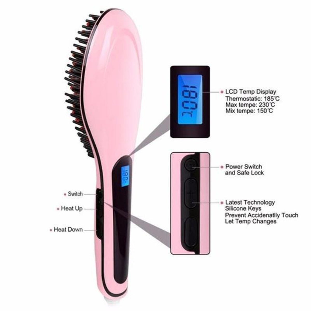 Yellow Pandora Electronic Hair Straightening Brush